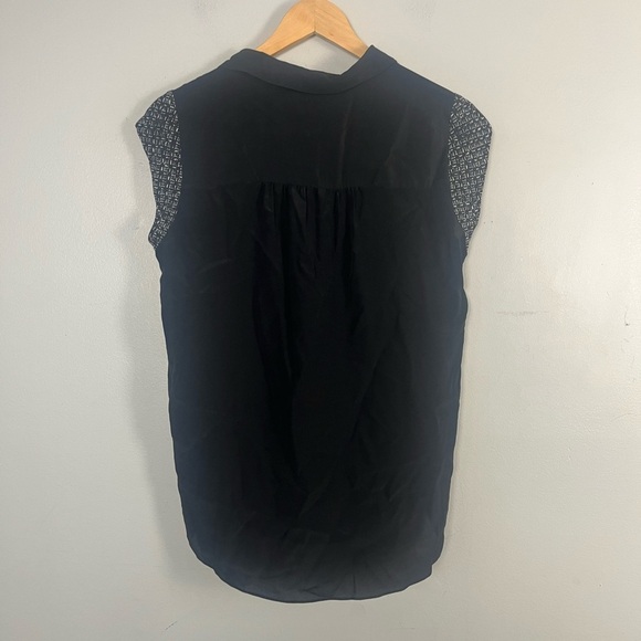 Rebecca Taylor 100% silk black white collar button blouse size 4 workwear - Picture 5 of 5